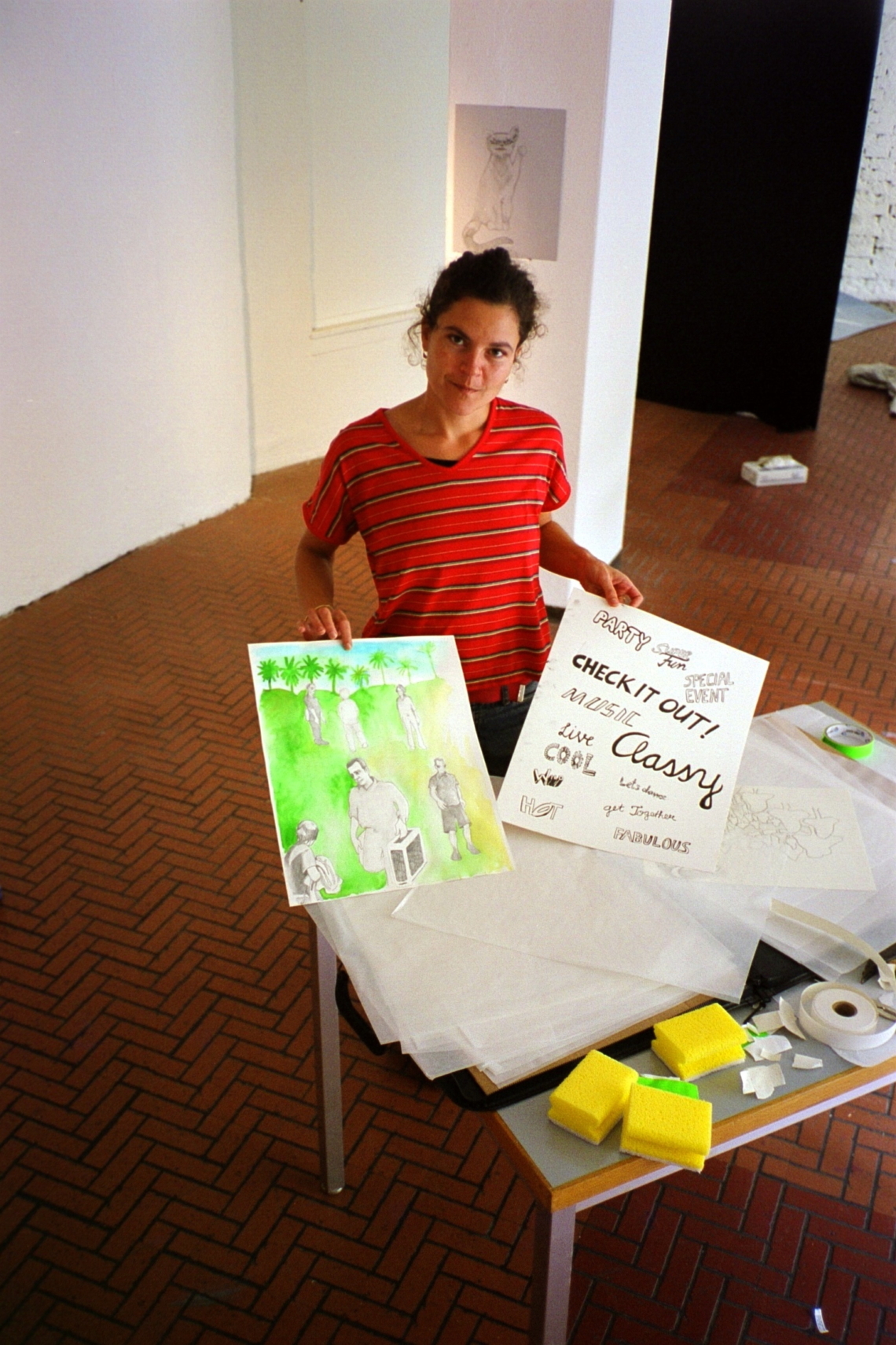 Selina Trepp "Politikin'", exhibition set up, message salon Rigiplatz, Zurich 