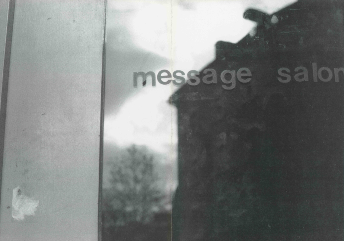 Programm Februar/ März 1997, message salon Ankerstrasse 6, Zürich, Titelblatt (Ausschnitt), Grafik Alexis Saile