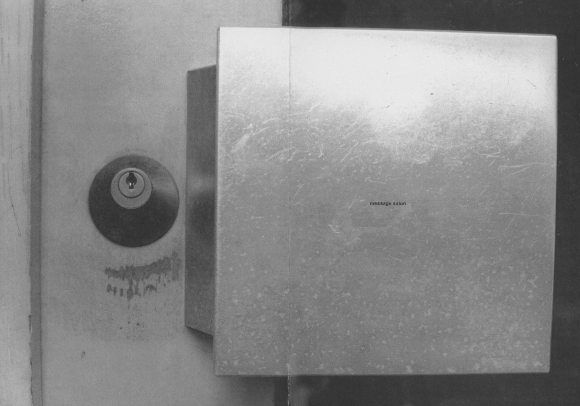 Programme February/ March 1997, message salon Ankerstrasse 6, Zurich, title page (detail), graphic Alexis Saile