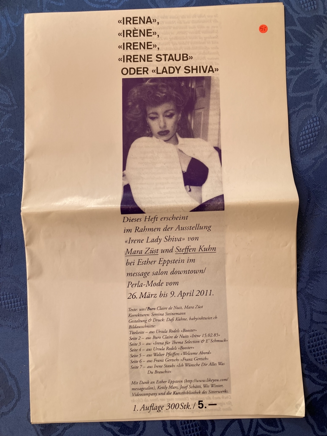 "Irene Lady Shiva" booklet by Mara Züst, Zurich 2011