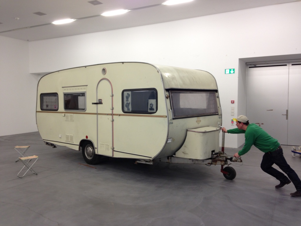 Esther Eppstein, message salon caravan (1998-2000), installation at the Migros Museum, Zurich