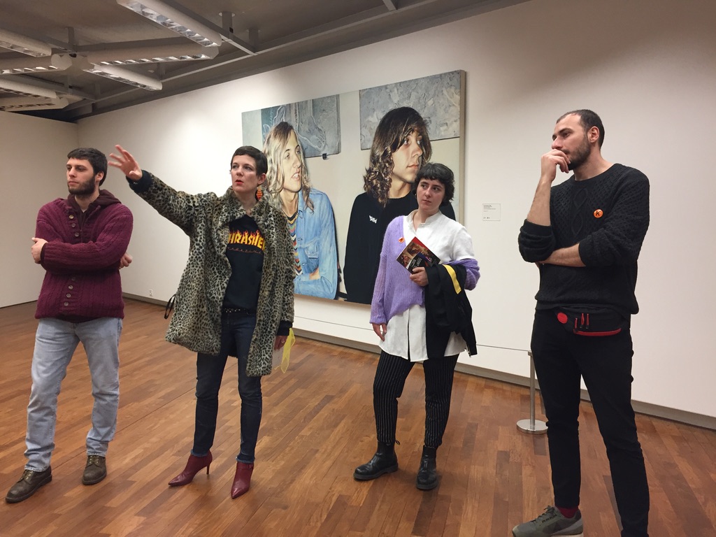 Ninutsa Shatberashvili, Sandro Sulaberidze, George Spanderashvili und Kuratorin Cathérine Hug, Kunsthaus Zürich  