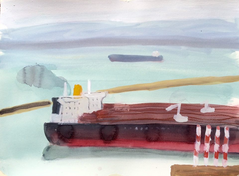 Anna Lukashevsky "Big ship", watercolor on paper, 30/40, 2015 