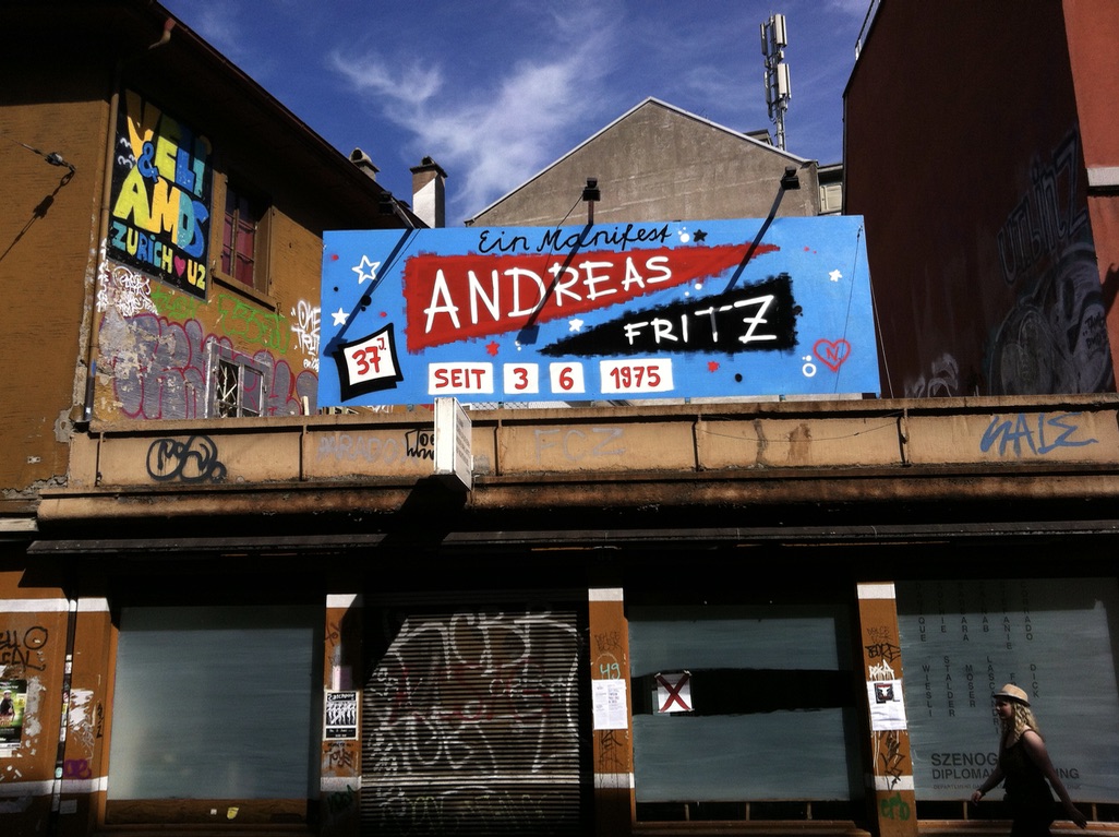 Billboard by Nicole for Andreas, summer 2012, Perla-Mode Terrasse, Langstrasse, Zurich