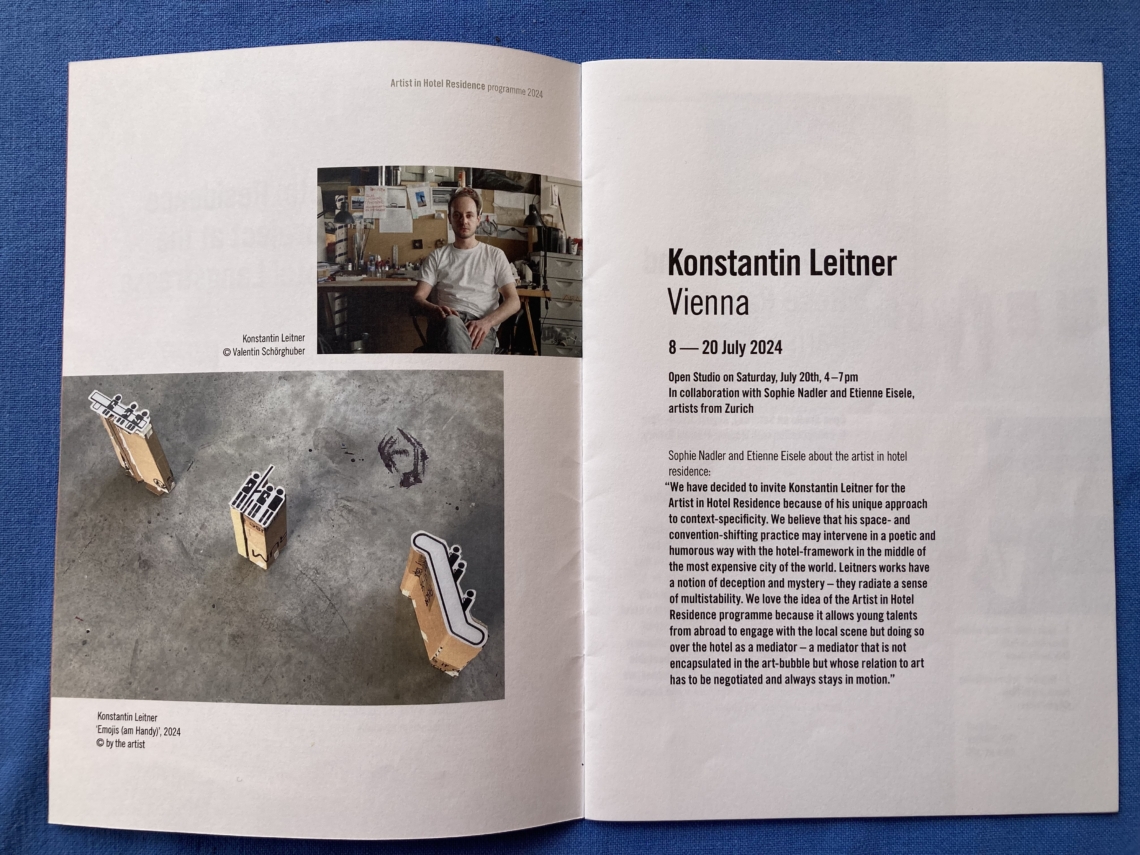 Konstantin Leitner, Artist in Hotel Residence, 25hours hotel Langstrasse, Zürich 