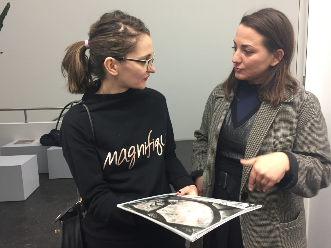 Daniela in talks with Marie Lusa, Gallerist of the Gregor Staiger Gallery  
