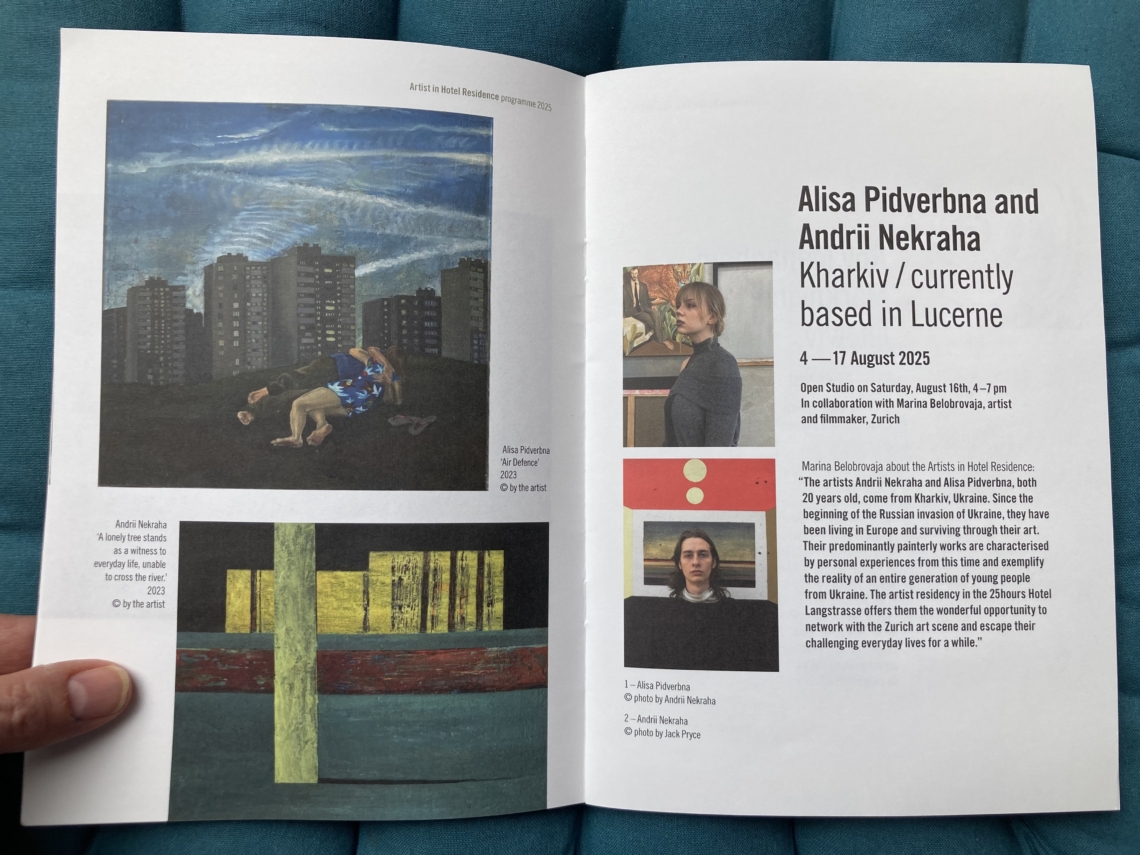 Alisa Pidverbna and Andrii Nekraha, Kharkiv, Artist in Hotel Residence, 25hours Hotel Langstrasse, Zurich, Switzerland.
