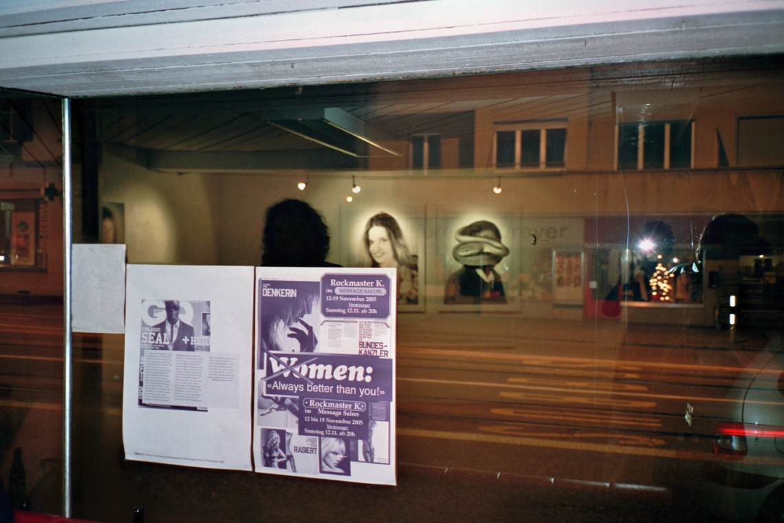 Rockmaster K. Alain Kupper "Women – Always better than you!", message salon Rigiplatz, Zurich