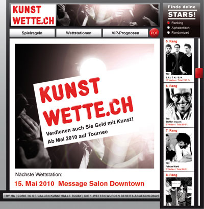 Screenshot der webseite kunstwette.ch