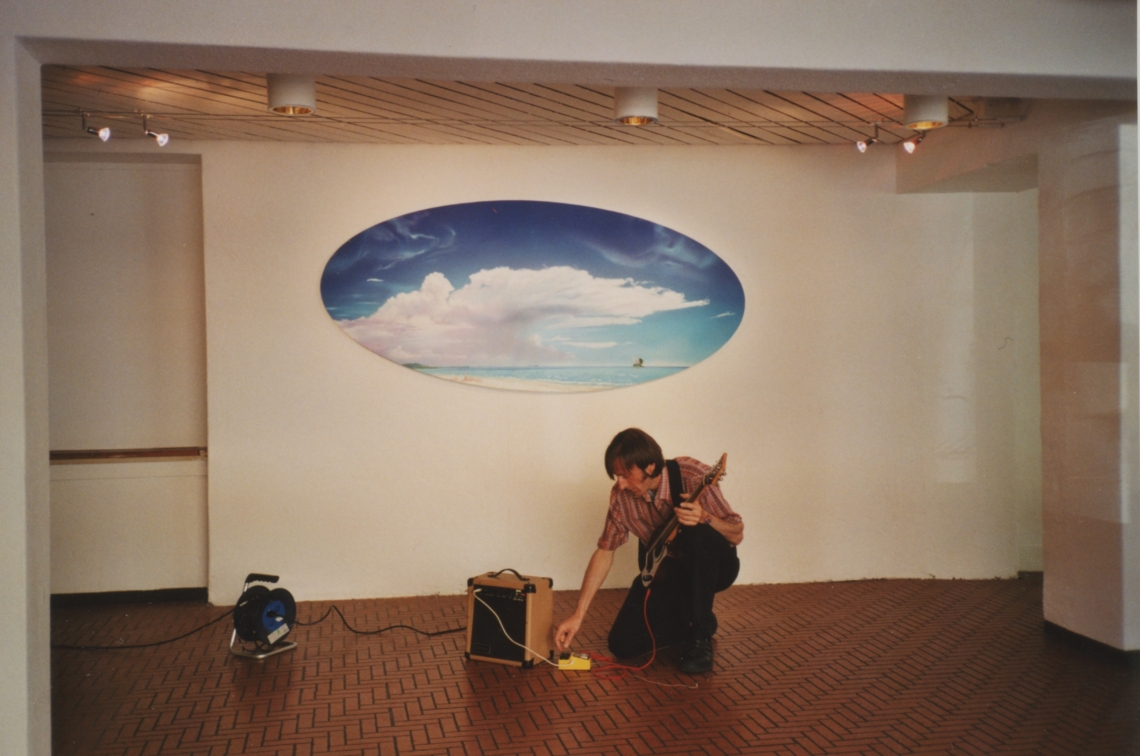 Urs Lehmann "biopop.", closing event with Mauro Arnold on guitar, message salon Rigiplatz, Zurich