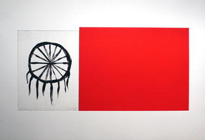 Traumfänger mit Rot, Prägung und Aquatinta, 2009