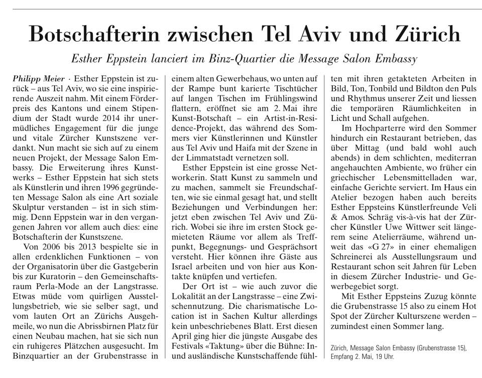 Neue Zürcher Zeitung 30. april 2015