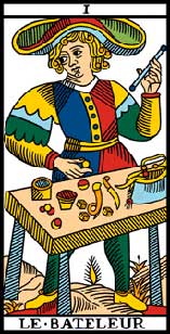 Tarot card "le bateleur", the magician or juggler 