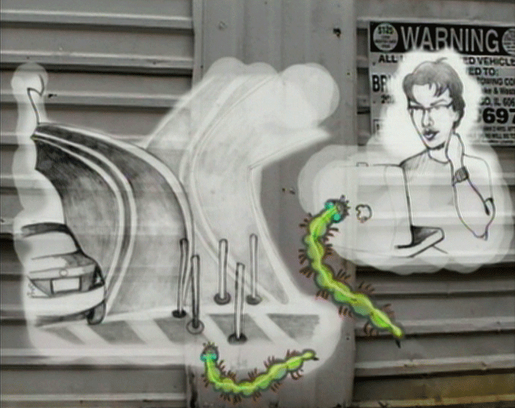 "Old Habits Die Hard", message salon präsentiert "Brickwall Video", Selina Trepp, 2003, Videostill Selina Trepp